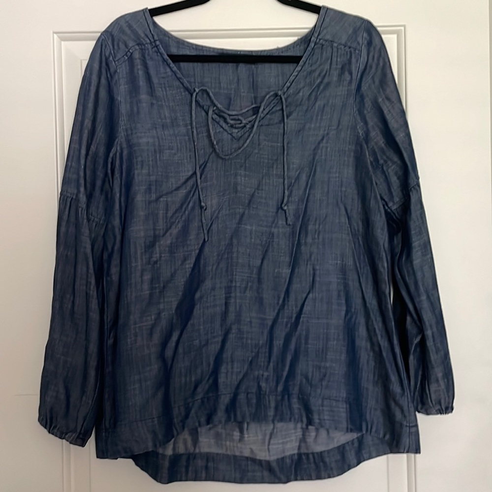 Sanctuary light weight denim color 3/4 sleeve shirt